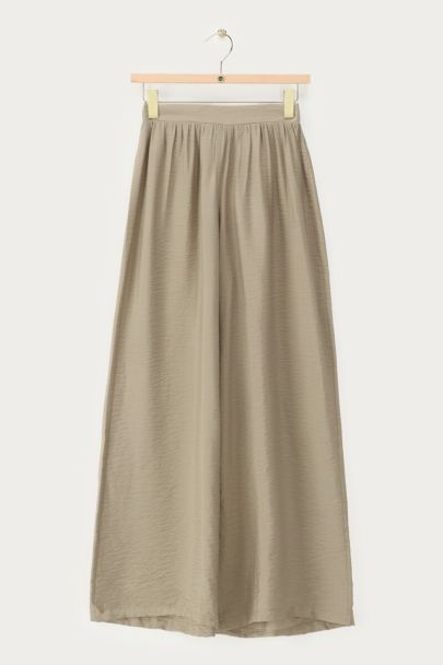 Groene basic wijde broek met elastische band