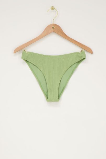 Groen bikini broekje met rib en ruffle