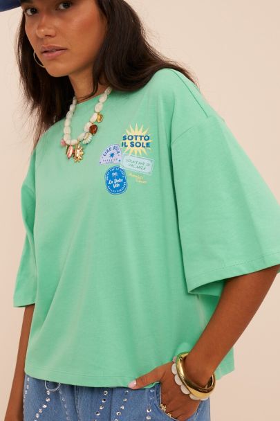Groen boxy T-shirt 'Sotto il soleil'