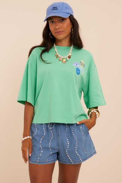 Groen boxy T-shirt 'Sotto il soleil'