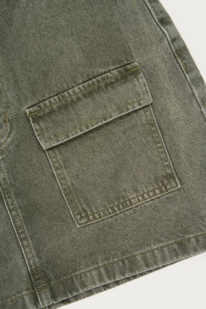 Mini-jupe cargo en denim vert