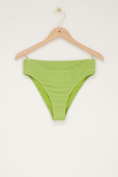 Green high-waisted bikini bottoms with lurex
