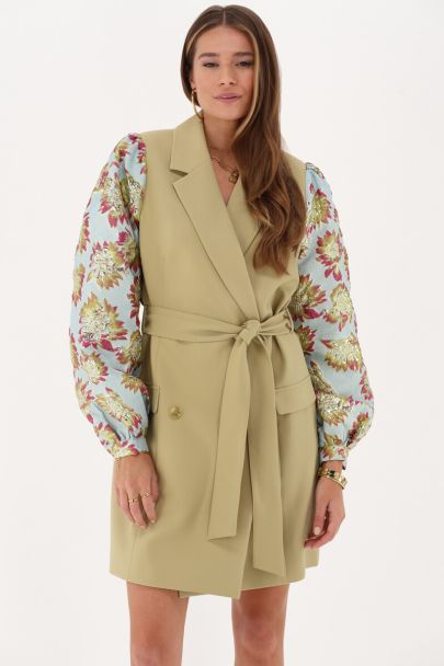 Grünes Jacquard-Blazerkleid