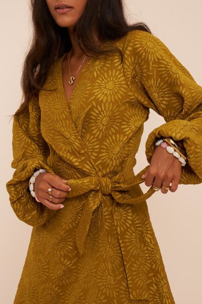 Robe en jacquard vert avec tournesols