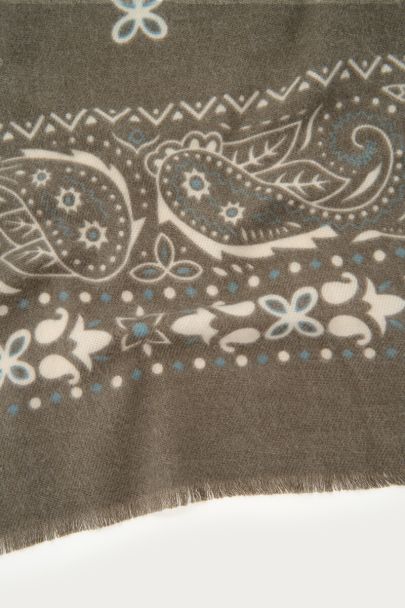 Groene grote sjaal met paisley print