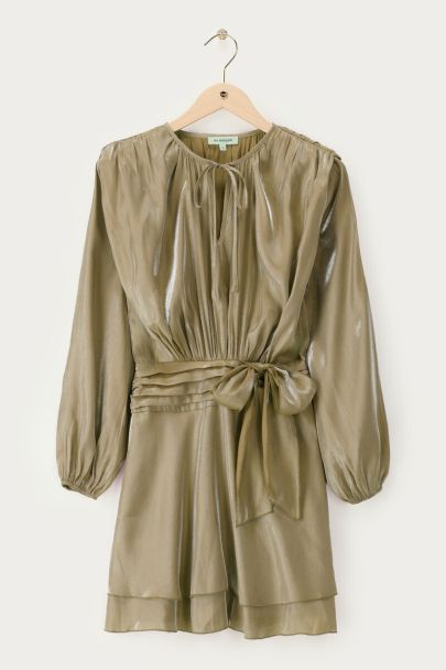 Green layered dress in satin look