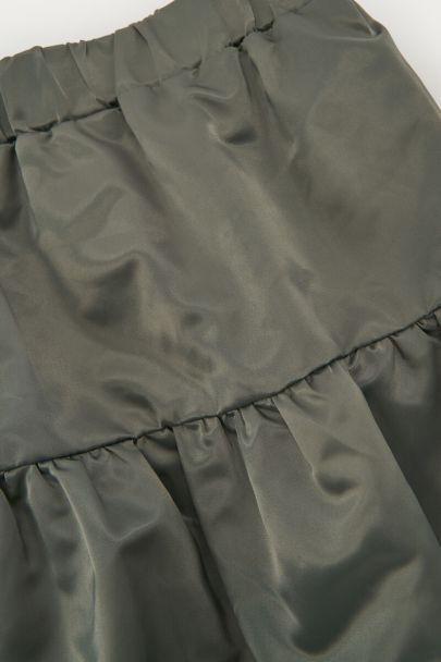 Green satin balloon skirt