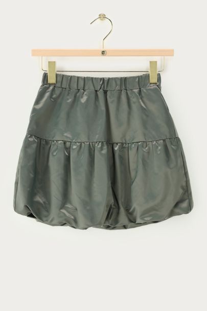 Green satin balloon skirt