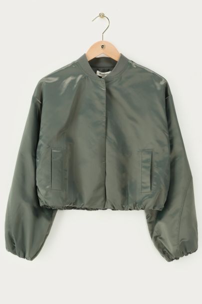 Veste bomber verte satinée 