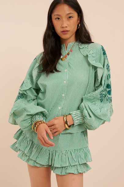 Groen skort met strepen en ruffles