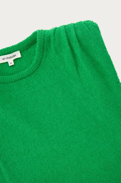 Groene mouwloze bouclé top