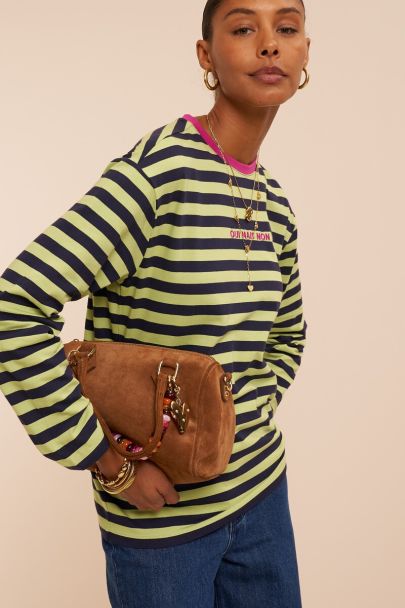 Groen gestreepte longsleeve 'Oui mais non'