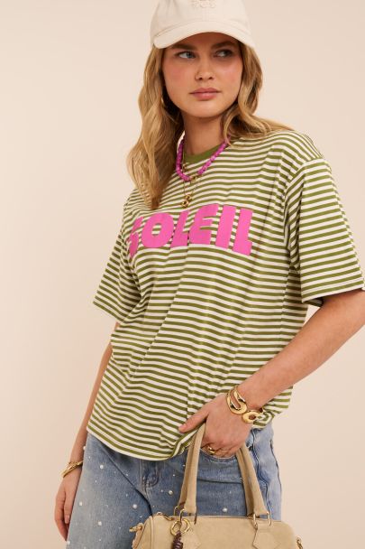 T-shirt ray&eacute; vert "Soleil" 