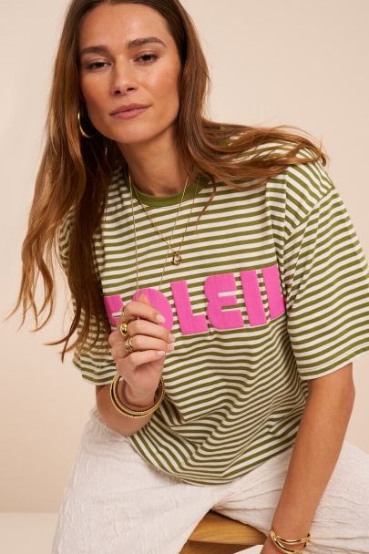 T-shirt ray&eacute; vert "Soleil" 