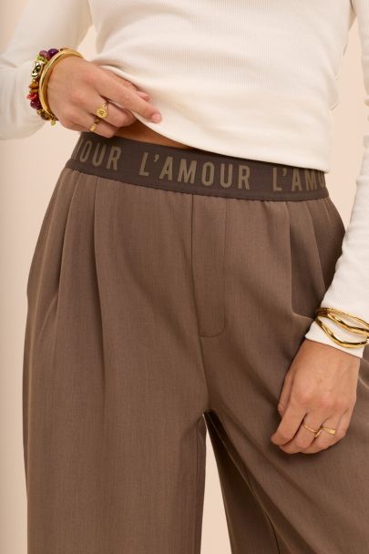 Pantalon vert ample avec bande élastique 'L'amour'