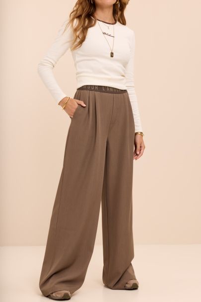 Pantalon vert ample avec bande élastique 'L'amour'