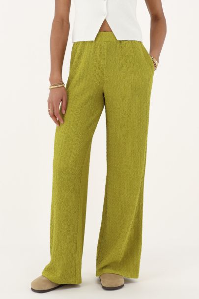 Green wide leg trousers with structure