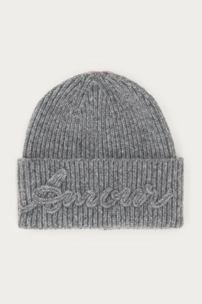Grijs gebreide beanie "Amour"
