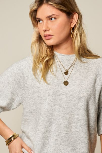 Sweat raglan gris à manches courtes