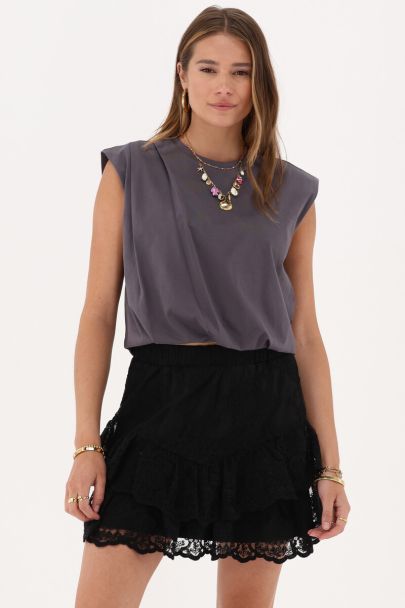 Grijze mouwloze cropped top