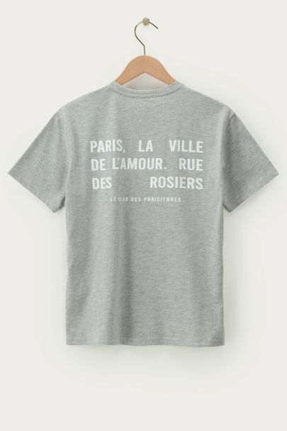 Grijs T-shirt met backprint 'Paris la ville de L'amour'