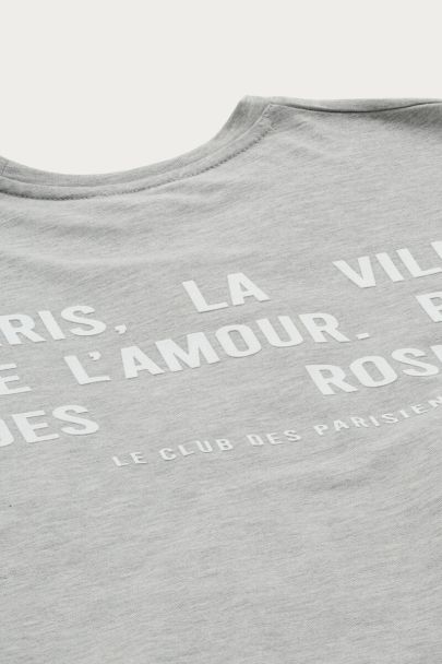 Grijs T-shirt met backprint 'Paris la ville de L'amour'