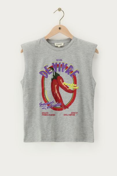 Graues ärmelloses T-Shirt "Passion de vivre