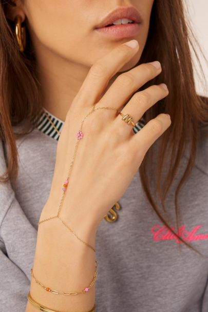 Hand chain with multicolour beads