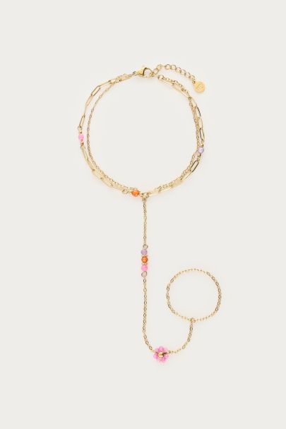 Hand chain with multicolour beads