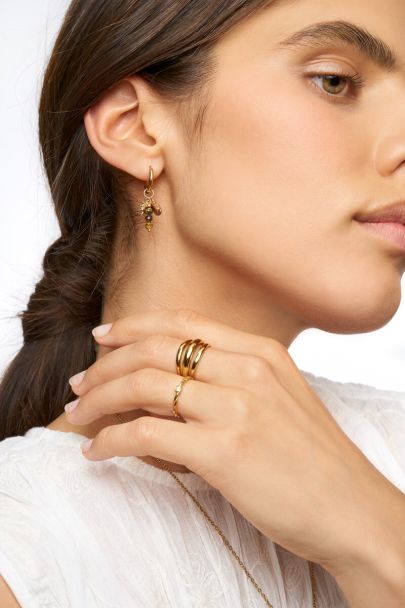 Boucles d'oreilles avec perles marron et soleil