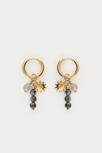 Boucles d'oreilles avec perles grises et soleil