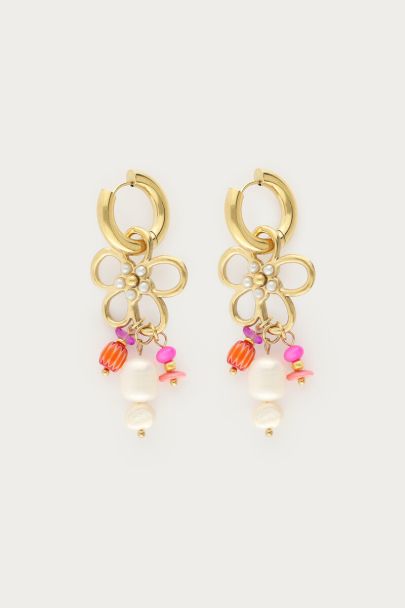 Créoles Art en fleurs ajourées et perles fantaisie