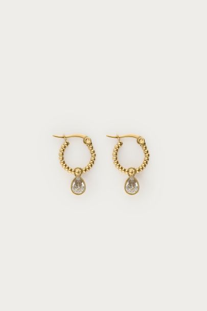 Hoop earrings with rhinestone pear drop