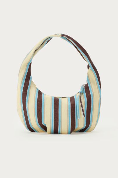 Umhängetasche aus braun-gelbem Denim mit Streifen