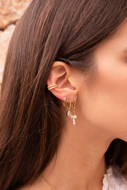 Boucles d’oreilles avec chaîne et pierre