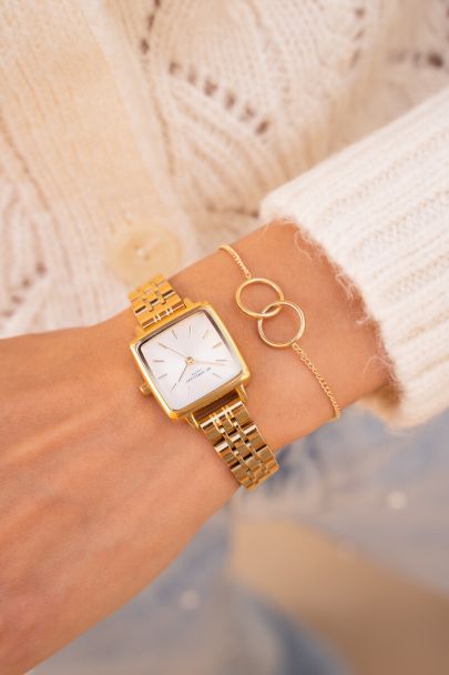 Montre carr&eacute;e avec cadran blanc