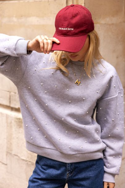 Sudadera oversize con perlas sintéticas en todo el diseño