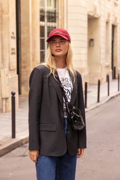 Dark grey blazer with pockets & buttons