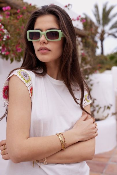 Gr&uuml;ne rechteckige Sonnenbrille