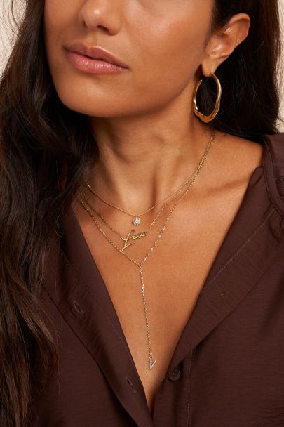 Initial y-necklace with rhinestones