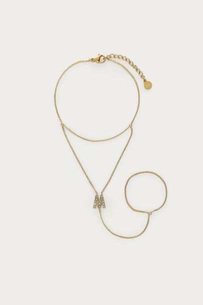 Initial hand ketting met strass