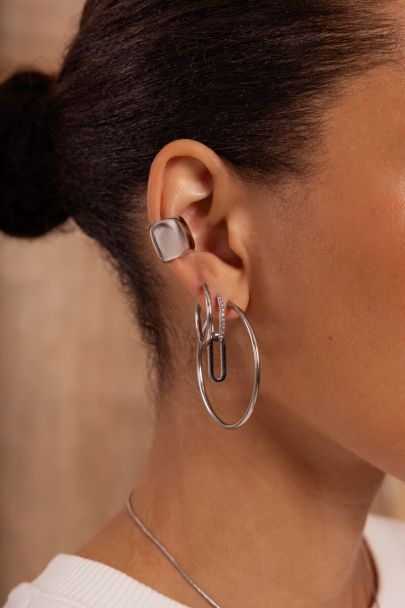 Ear Game doppelte ovale Ohrhänger mit Strasssteinen