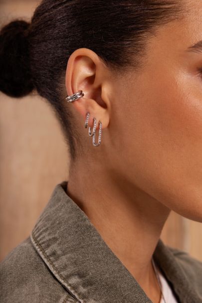 Ear Game Set aus drei rechteckigen Ohrhängern mit Strasssteinen