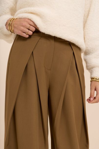 Khaki groene pantalon met plooien