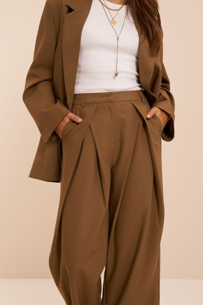 Khaki groene pantalon met plooien