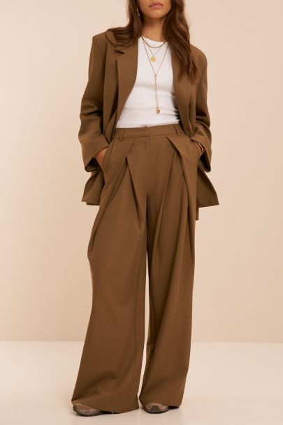 Khaki groene pantalon met plooien