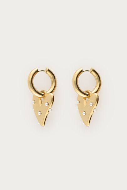 Große Ohrringe mit Herz und Kunstperlen 