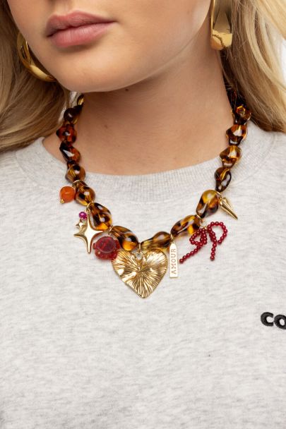 Panterprint kralen ketting met bedels