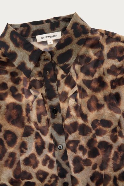 Chiffonbluse mit Leopardenmuster und Rüschen