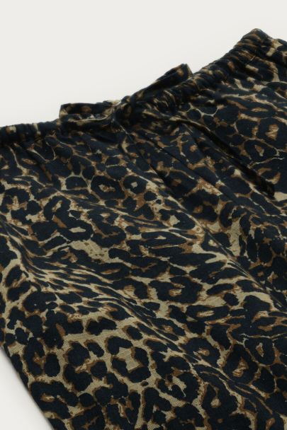 Panterprint linnen look broek
